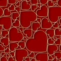 Amazing seamless pattern, background with paper cut out golden hearts