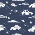 Amazing seamless vector car pattern. Baby ornament with toy machine. illustration Royalty Free Stock Photo