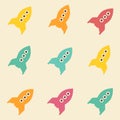 Amazing seamless vintage colorful rocket cosmos pattern