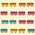 Amazing seamless vintage colorful tram pattern Royalty Free Stock Photo