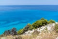 Seascape of Kokkinos Vrachos Beach with blue waters, Lefkada, Ionian Islands, Greece Royalty Free Stock Photo