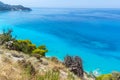 Seascape of Kokkinos Vrachos Beach with blue waters, Lefkada, Ionian Islands, Greece Royalty Free Stock Photo