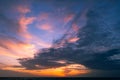 Amazing seascape majestic sunset clouds over the sea with dramatic sky sunset or sunrise Beautiful nature minimalist background Royalty Free Stock Photo