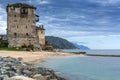 Amazing Seascape with Medieval tower in Ouranopoli, Athos, Chalkidiki, Greece