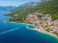 Amazing seascape, scenic aerial view of Makarska riviera, Dalmatia, Croatia. Outdoor travel background Royalty Free Stock Photo