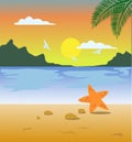 amazing Seascape Sunset and Starfish Royalty Free Stock Photo