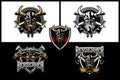 AMAZING SET OF VIKING WARRIOR WITH AXE VECTOR BADGE LOGO TEMPLATE