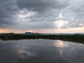 Amazing shadow sky in pond