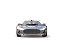 Amazing shiny silver super race car - front view