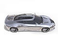 Amazing shiny silver super race car - top down side view