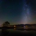 Amazing shot of a beautiful starry sky over a lake Royalty Free Stock Photo