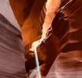 Amazing shot of an inside  view of  Antelope Canyon with sandtones Royalty Free Stock Photo