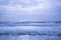 Amazing shot of a sandy beach on a cloudy sky background Royalty Free Stock Photo