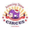 Amazing show circus with trained animals isolated icon