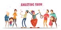 Amazing Show Laughing People Cartoon Illustration