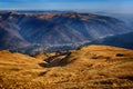 Amazing sightseeing with National Park Bucegi of Carpathians mountains and Prahova Valley Royalty Free Stock Photo