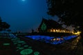 Sirindhorn Wararam Phu Phrao temple at night, Thailand