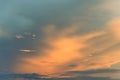Amazing sky with clouds backlit by the sun at sunset. Beautiful nature background