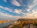 Amazing sky with picturesque clouds over Danube river and Buda hills in the central area of Budapest, Hungary Royalty Free Stock Photo