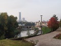 The amazing skyline of Yekaterinburg City from the embankment of the River Iset