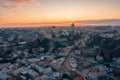 Amazing snowy aerial panoramic view of VeszprÃÂ©m downtown Royalty Free Stock Photo