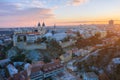 Amazing snowy aerial panoramic view of VeszprÃÂ©m downtown Royalty Free Stock Photo