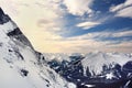 Amazing snowy winter view from cable car to Zugspitze on frozen lake Eibsee Royalty Free Stock Photo