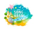 Amazing Songkran festival travel thailand colorful water splash water color design Royalty Free Stock Photo