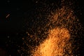 Amazing Sparks in the Dark. Beautiful abstract background on the theme of fire, light and life. Sparks fly in the sky