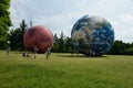 Amazing spectacle of inflatable planet models in Brno Czech Republic