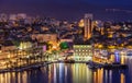 Amazing Split city waterfront panorama at night, DalmAmazing Split city waterfront panorama at night, Dalmatia, Europe. Split,