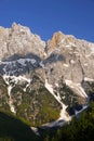 Amazing spring landscape of Skrlatica Peak (2740m) in the Julian Alps, Triglav National Park, Slovenia.