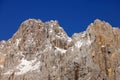 Amazing spring landscape of Skrlatica Peak (2740m) in the Julian Alps, Triglav National Park, Slovenia. Royalty Free Stock Photo