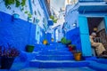 Amazing stairs in the medina of Chefchaouen, the blue pearl of Morocco