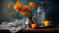 Amazing Still Life Paintings With Marigold And Metal Ladle