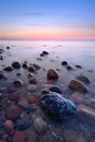Amazing stones in the ocean. The Baltic Sea coast, Royalty Free Stock Photo