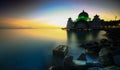 Amazing Straits Mosque of Malacca during sunrise with reflection Royalty Free Stock Photo