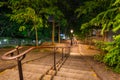 Amazing streets of Montmartre quartier of Paris at night, France Royalty Free Stock Photo