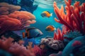 Amazing and stunning underwater environment with corals.generative ai