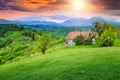 Amazing summer landscape in Transylvania, Holbav, Romania, Europe Royalty Free Stock Photo