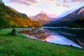 Amazing summer morning on the fantastic Swiss lake Obersee