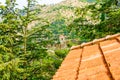 Amazing Summer Mountain Landscape, View from the Clay Tiles Roof Royalty Free Stock Photo