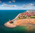 Amazing summer view from flying drone of Madonna dell`Angelo church