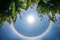 Amazing sun halo; the circular rainbow around the sun in the sky, this moment appeared in Thailand in 2016