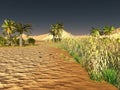 Amazing sundown on the Sahara desert 3d rendering