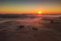 Amazing Sunrise Light Above Misty Landscape. Scenic View Of Foggy Morning In Misty Forest Park Woods. Summer Nature Of Royalty Free Stock Photo