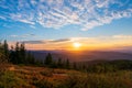 Amazinse ong Sunri Lysa hora , sunrise in the mountains with beautiful blue sky, Czech Lysa Hora