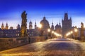 amazing sunrise over the iconic Charles Bridge in Prague, Czech republic Royalty Free Stock Photo