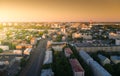 Amazing sunrise over Tallinn, Estonia, during a beautiful summer day with orange sky. Royalty Free Stock Photo