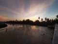 Amazing sunrise with reflection at riverside Klebang,alacca, Malaysia.